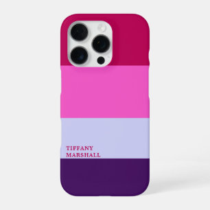 Tas met roze en paarse strepenpatroon iPhone 16 pro hoesje