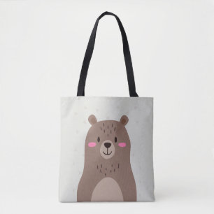 Tas met Schattige Bruine Beer en Witte Bosdieren
