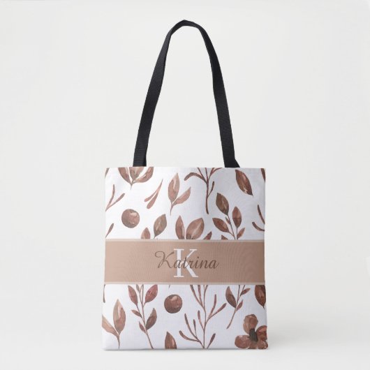 Tas met waterverf bloemen en monogram (Voorkant)