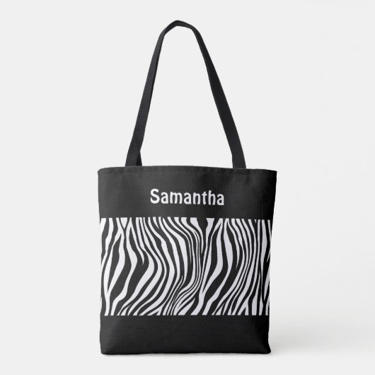 Tas met zwart-wit zebraprint en monogram (Achterkant)