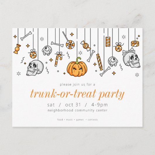 Tas of snoep of feestje moderne Halloween uitnodig Briefkaart (Voorkant)