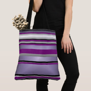 Tas Paars Grijs Zwart Wit Streep Patroon