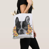 Tas van Franse bulldog en Flowers (Dichtbij)