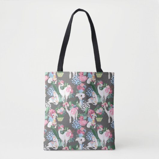 Tas van lamas en bloemen (Voorkant)