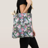 Tas van lamas en bloemen (Dichtbij)