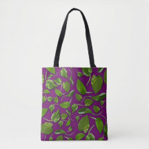tas van Paars en groen botanisch canvas 