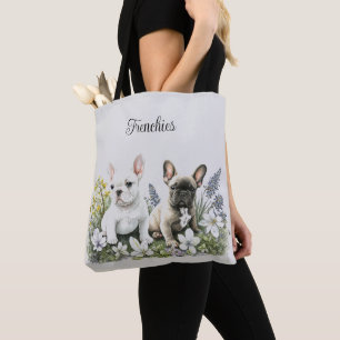 Tasje met bloemen voor Franse Bulldog Draagtas
