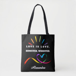 Tasje met eigen naam Love is Love Minimalistische  Draagtas