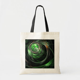 Tasje met groene abstracte kunst rond de wereld tote bag