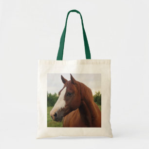 Tasje met kastanjebruin paard met bles tote bag