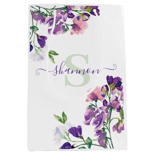 Tasje met monogram en lieve erwtjes als cadeau (Voorkant)