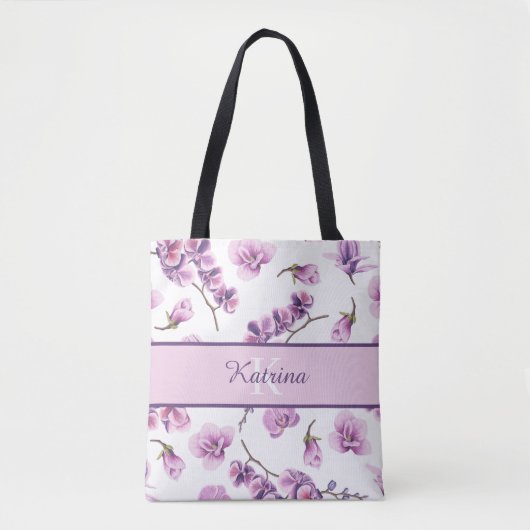 Tasje met monogram en orchidee draagtas (Voorkant)