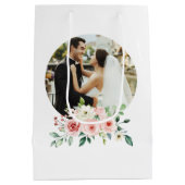 Tasje met monogram en waterverf roze roos foto (Achterkant)