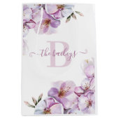 Tasje met waterverf kersenbloesem en monogram cade (Voorkant)