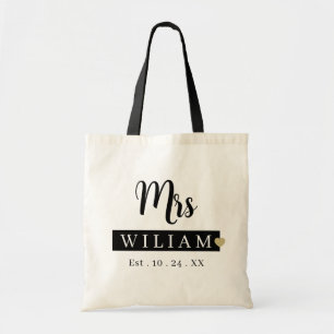 Tasje 'Mevr. Achternaam Huwelijksjaar' Persoonlijk Tote Bag