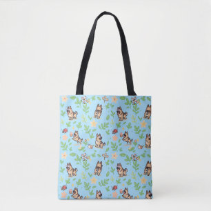 Tasje voor Duitse Herdershond Cute Pastel Bloemige Draagtas