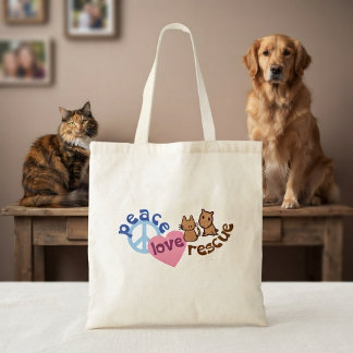 Tasje voor Redding van Dieren met Vrede en Liefde Tote Bag