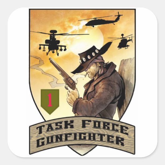 Task Force Gunfighter Patch Vierkante Sticker (Voorkant)