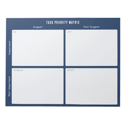 Task Priority and planner Matrix (dark blue) Notitieblok (Voorkant)