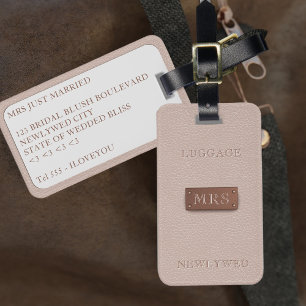 Taslabel 'Mrs Rose Gold Honeymoon' Bagagelabel
