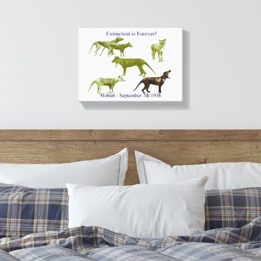 Tasmaanse tijger thylacine canvas Print (Insitu (Slaapkamer))