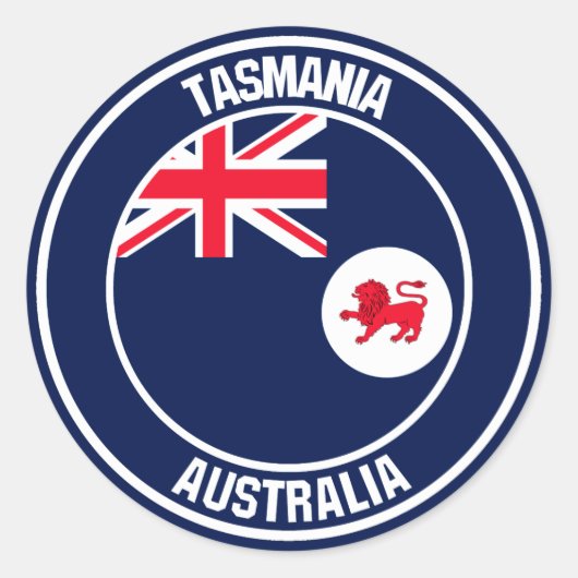 Tasmania Round Emblem Ronde Sticker (Voorkant)