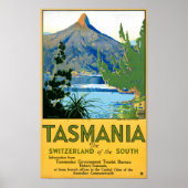 Tasmania Vintage Travel Poster teruggezet (Voorkant)