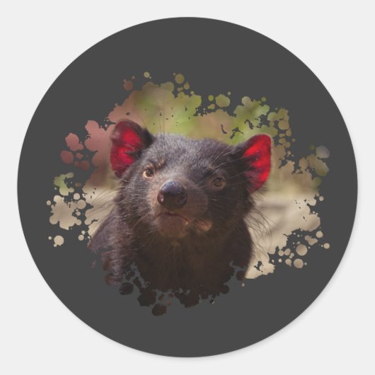 Tasmanian Devil Ronde Sticker (Voorkant)