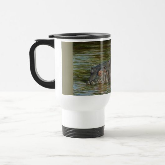 Tasse 15oz de voyage de banlieusard d'hippopotame (Gauche)