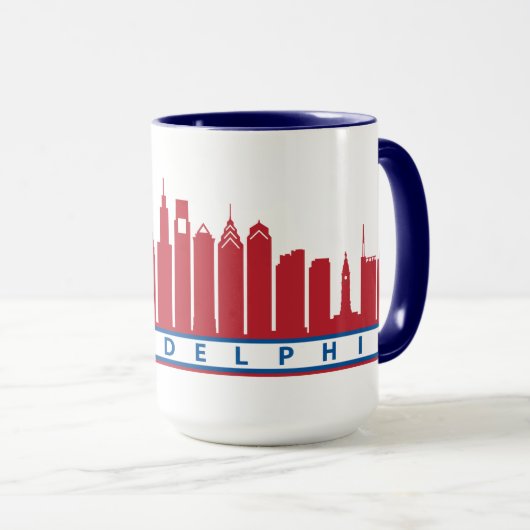Tasse 2019 d'horizon de Philly dans blanc et bleu (Devant droit)