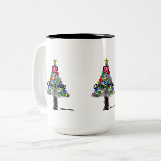 TASSE 2 COULEURS クリスマスツリー　あらゆる生命たちへ感謝をささげます。 (Devant gauche)
