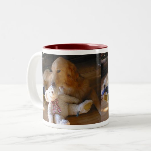 TASSE 2 COULEURS ゴールデンレトリーバー犬とテディーベア (Devant gauche)