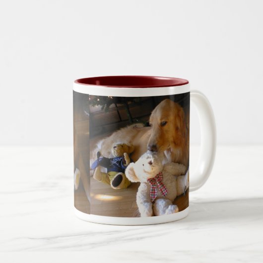 TASSE 2 COULEURS ゴールデンレトリーバー犬とテディーベア (Devant droit)