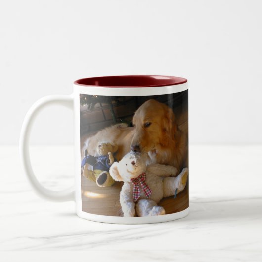 TASSE 2 COULEURS ゴールデンレトリーバー犬とテディーベア (Gauche)