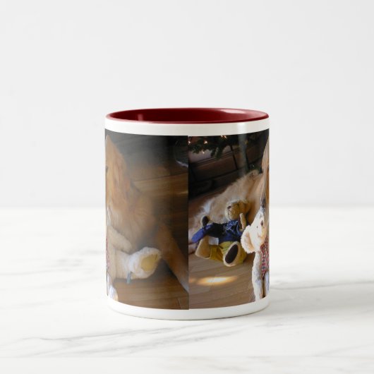 TASSE 2 COULEURS ゴールデンレトリーバー犬とテディーベア (Centre)