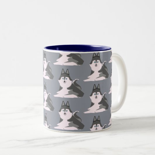 Tasse 2 Couleurs 寝ているシベリアンハスキー　Sleeping siberian husky (Devant droit)