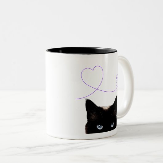 TASSE 2 COULEURS 黒猫の前後マグカップ (Devant droit)
