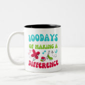Tasse 2 Couleurs 100 Jours De Faire La Différence Funny Kids School (Gauche)