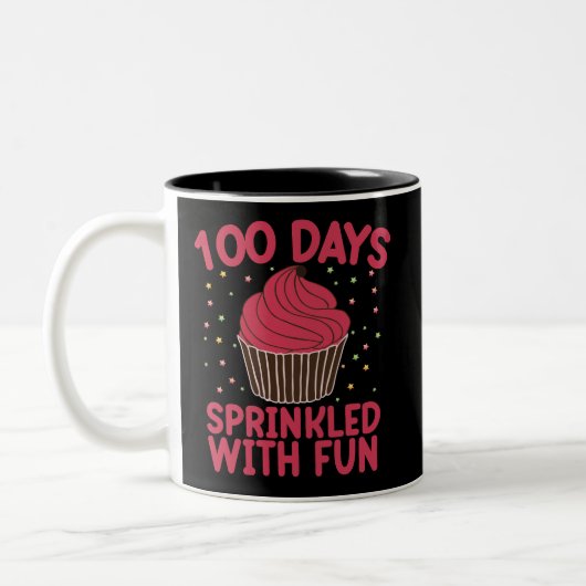 Tasse 2 Couleurs 100 Jours Parsemés De Fun Cupcake Écolière  (Gauche)