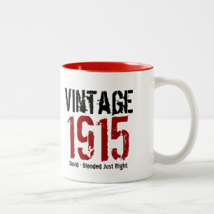 Tasse 2 Couleurs 100e anniversaire Vintage 1915 ou toute année V01