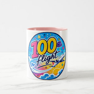 Tasse 2 Couleurs 100ème vol avion coloré voyage souvenir