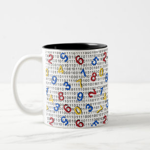 Tasse 2 Couleurs 123 Numéros Rouge Jaune Bleu Bleu Blancs Binary