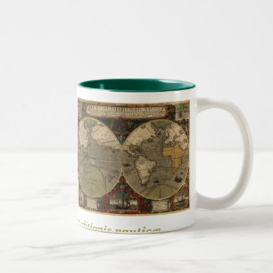 Tasse 2 Couleurs 1595 cartes vintages du monde par Jodocus Hondius