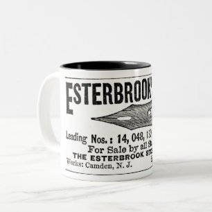 TASSE 2 COULEURS 1886 ESTERBROOK STEEL PENS PUBLICITAIRE