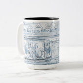 Tasse 2 Couleurs 1940 Mens Clothing Storefront Window Art Blue (Devant gauche)