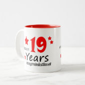Tasse 2 Couleurs 19e anniversaire, 19 ans Mariage (Devant gauche)