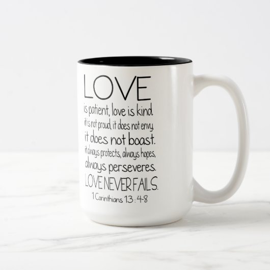 Tasse 2 Couleurs 1 amour de citation de vers de bible de (Droit)