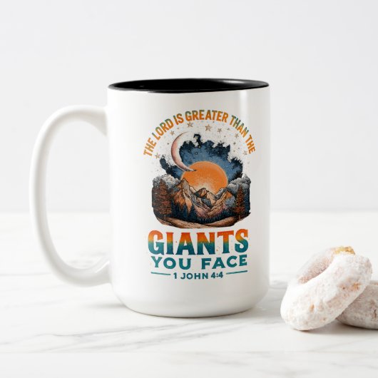 Tasse 2 Couleurs 1 Jean 4:4 (Avec donut)