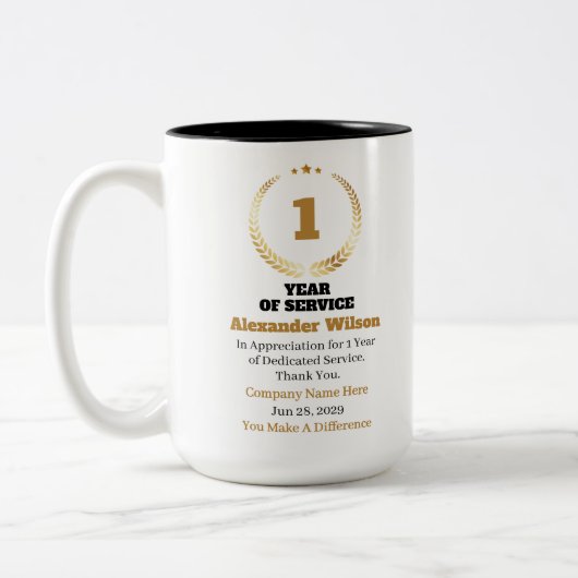Tasse 2 Couleurs 1 Year of Service Employee Appreciation – Custom (Gauche)