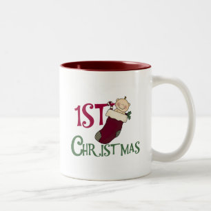 Tasse 2 Couleurs 1er Noël-bébé en stock